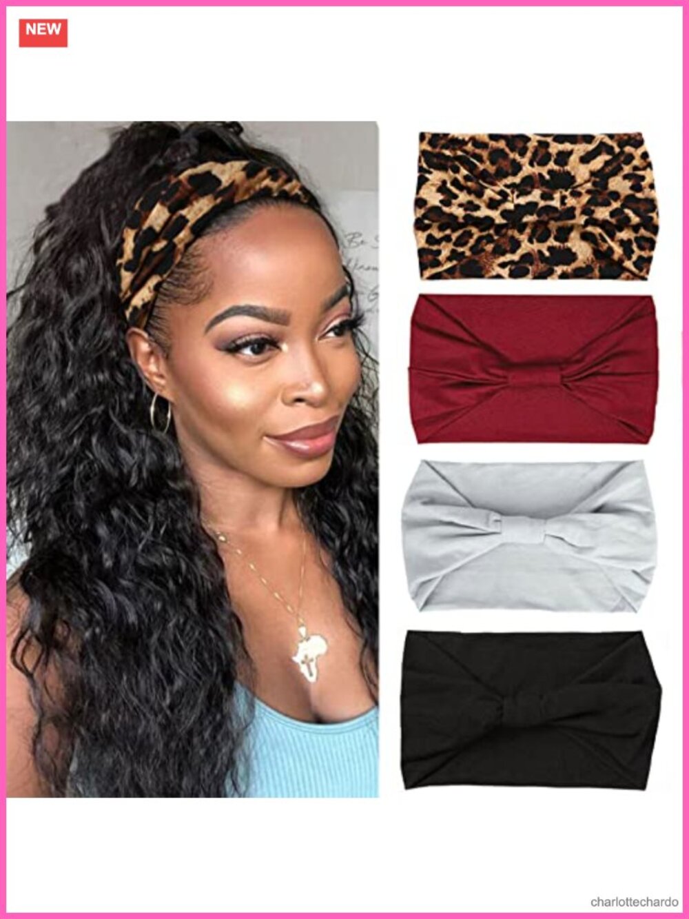 4 Pack Wide Boho Headbands Elastic Non-Slip Knotted Hair Accessories for Yoga